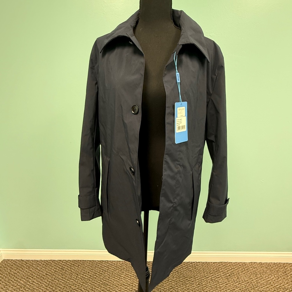 Pelago collar functional trench coat with removable quilted liner in navy sz 38S